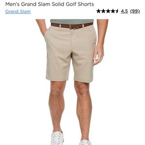Men’s Grand Slam Solid Golf Shorts - Chinchilla / Tan - Waist 34, Inseam 9inch
